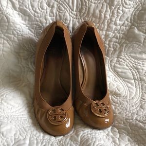 Tory Burch tan wedges